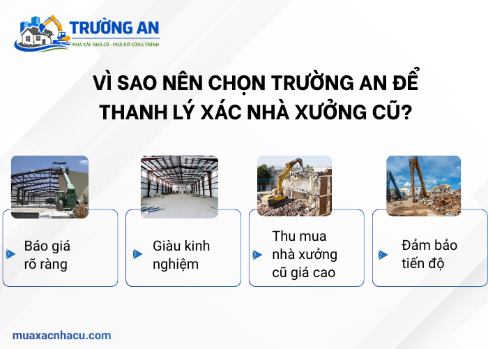 Lý do nên chọn Trường An khi thanh lý và tháo dỡ xác nhà xưởng cũ