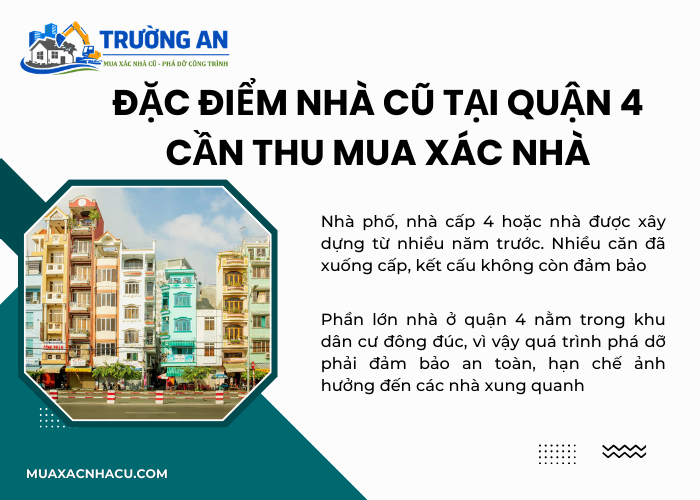 Đặc điểm các nhà cũ tại Quận 4 thường cần dịch vụ thu mua xác nhà
